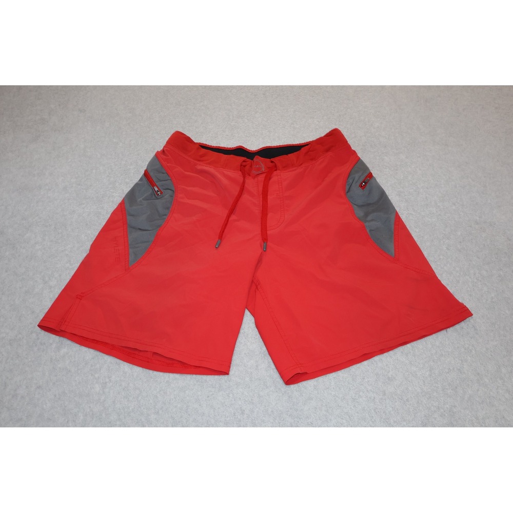 Hylete Athletic Shorts Mens Large Red Above Knee Zipper Pockets Workout Gym **